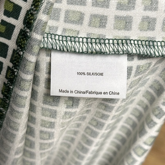 Tory Burch nwot 100% silk Paris green white stretchy window pane dress - Picture 7 of 9